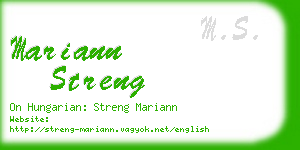 mariann streng business card